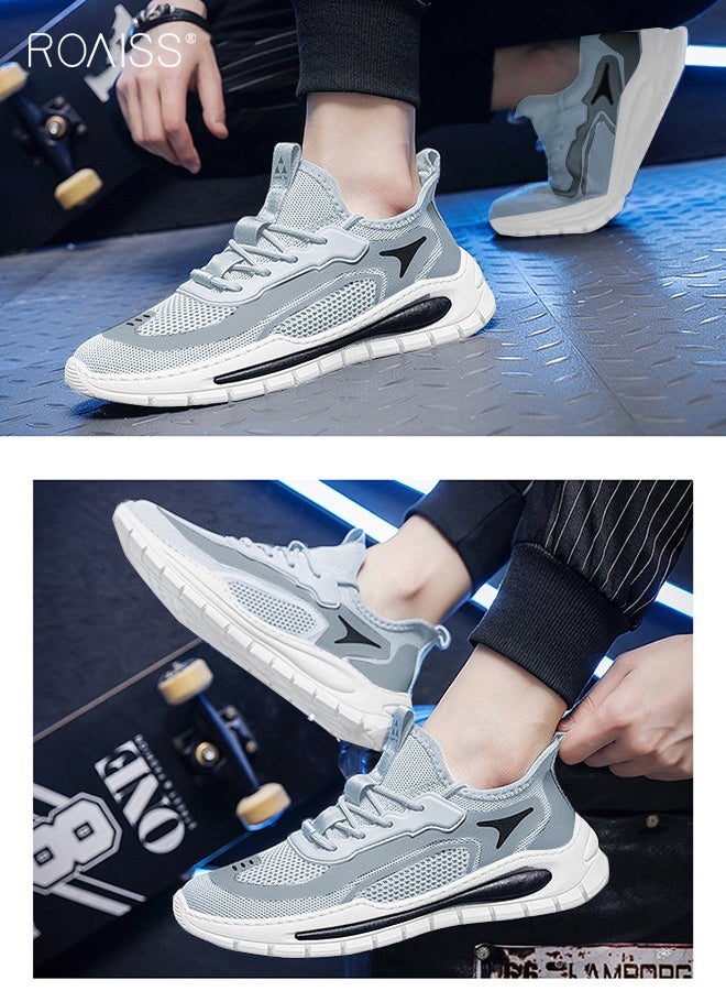 roaiss Men Stylish Sneakers, Lightweight Breathable Trainers for Men, Lace up Non Slip Sports Shoes, Shock Absorbing Athletic Shoes with Soft Lining, Suitable for Daily Wear and Outdoor Activities - Image 3